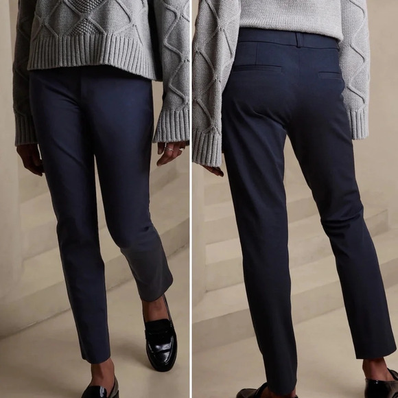 Banana Republic Pants - EUC Banana Republic Sloane Fit Slim Zip Ankle Navy Blue Ankle Pants